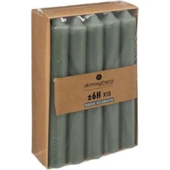 SET 10 CANDELE HUGO VERDE EUCALIPTO H 16CM: vendita online SET 10 CANDELE HUGO VERDE EUCALIPTO H 16CM in offerta