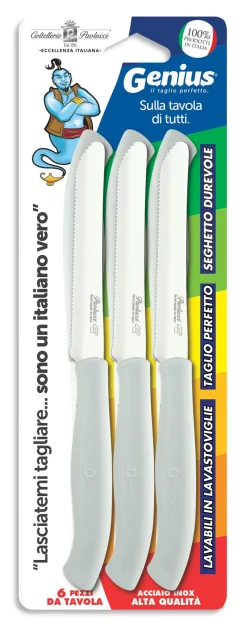 SET 6 COLTELLI DA TAVOLA LINEA GENIUS BIANCHI 11CM