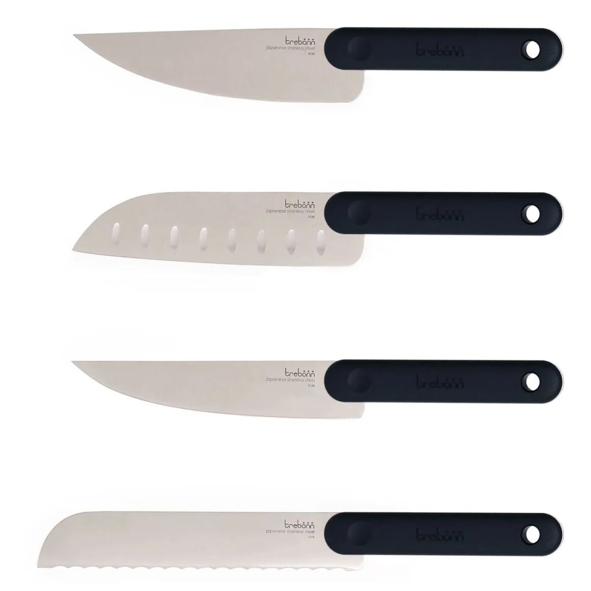 SET 4 COLTELLI KNIFE SET BLACK EDITION ACCIAIO INOX MANICO NERO