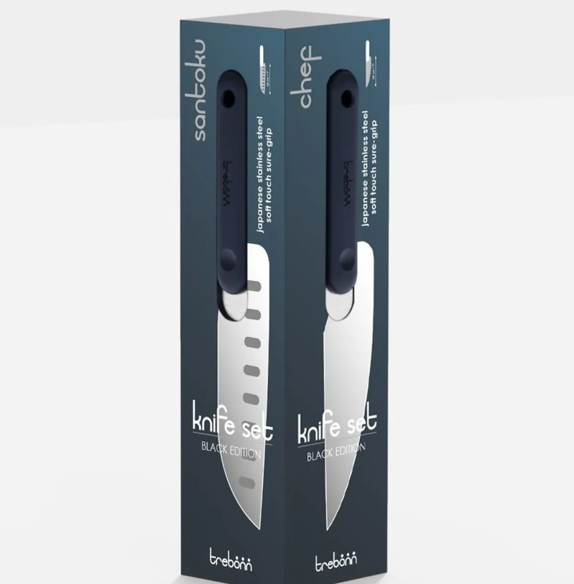 SET 4 COLTELLI KNIFE SET BLACK EDITION ACCIAIO INOX MANICO NERO