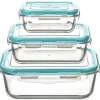 SET 3 CONTENITORI RETTANGOLARI IN VETRO CON COPERCHIO
