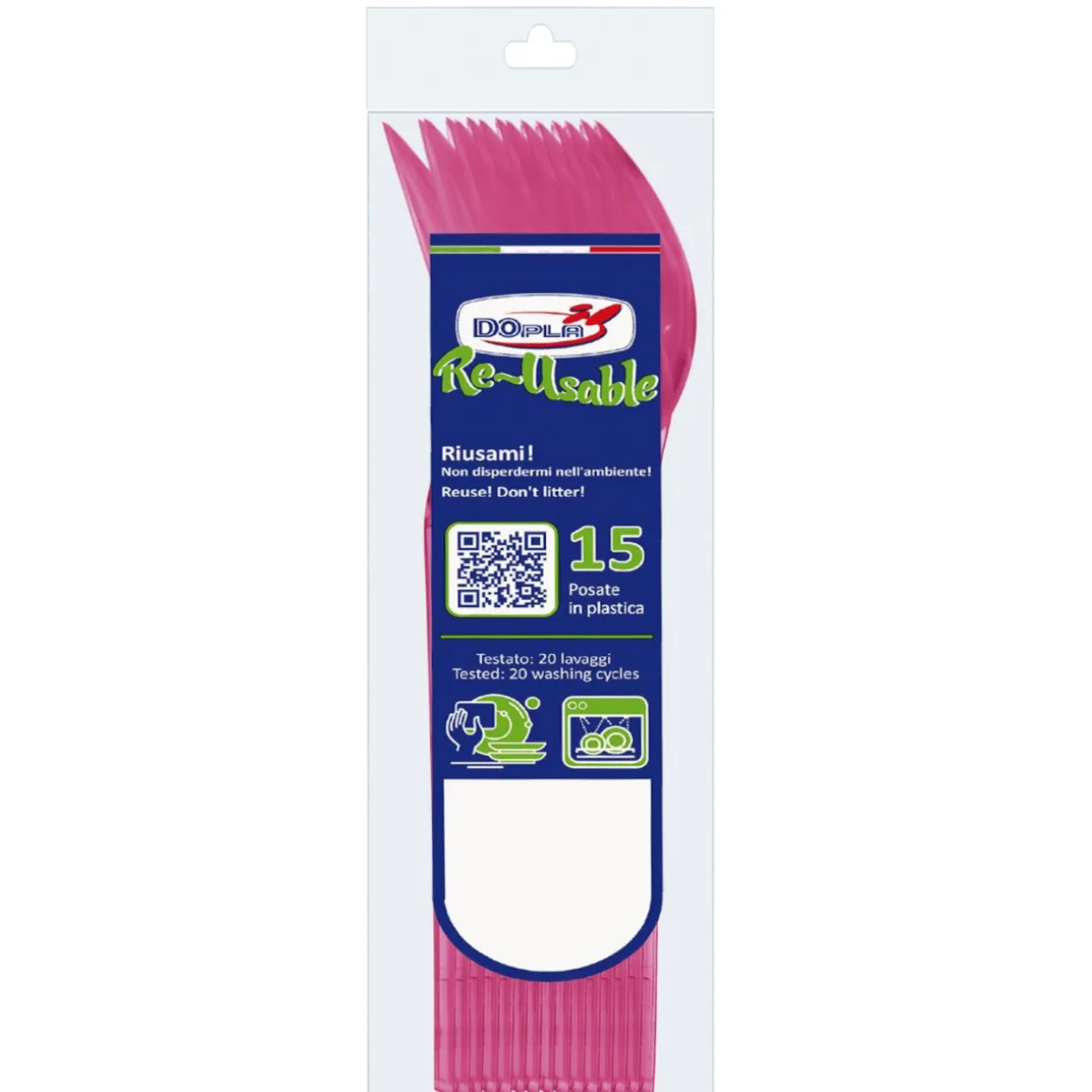SET 15 CUCCHIAI COMPACT IN PLASTICA FUCSIA
