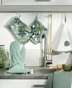 SET GUANTO DA CUCINA + PRESINA IN COTONE ARDENIA VERDE SALVIA: vendita online SET GUANTO DA CUCINA + PRESINA IN COTONE ARDENIA VERDE SALVIA in offerta