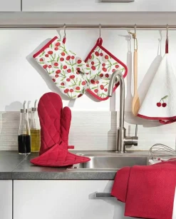 SET GUANTO DA CUCINA + PRESINA IN COTONE CERISETTE RUBINO: vendita online SET GUANTO DA CUCINA + PRESINA IN COTONE CERISETTE RUBINO in offerta