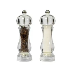 SET MACINA PEPE E SALE CAPRI IN ACRILICO ARGENTO H. 16.5CM