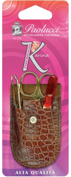 SET MANICURE IN ASTUCCIO CON LIMETTA/PINZETTA E FORBICI DORATE - LINEA KARINA: vendita online SET MANICURE IN ASTUCCIO CON LIMETTA/PINZETTA E FORBICI DORATE - LINEA KARINA in offerta