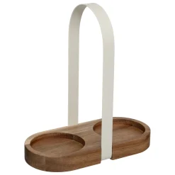 SET OLIERA/ACETIERA IN VETRO BOROSILICATO E VASSOIO IN ACACIA 17X8X19CM