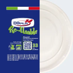 SET 33 PIATTI DA FRUTTA IN PLASTICA DIAM. 22CM BIANCO