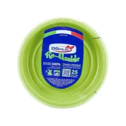 SET 25 PIATTI DA FRUTTA IN PLASTICA DIAM. 17CM VERDE ACIDO