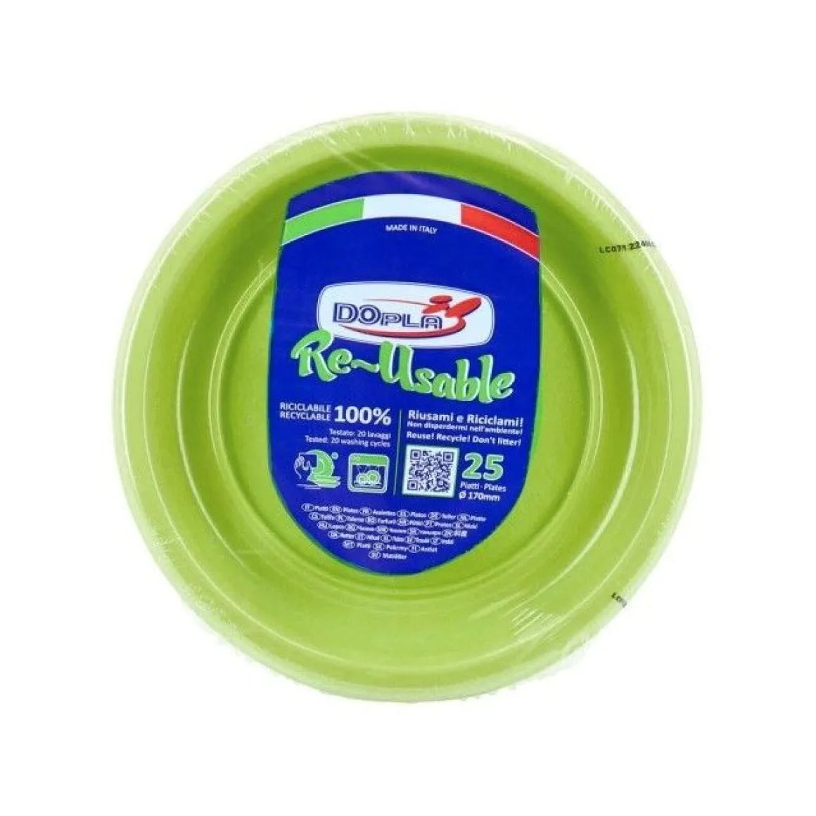 SET 25 PIATTI DA FRUTTA IN PLASTICA DIAM. 17CM VERDE ACIDO