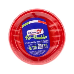 SET 25 PIATTI DA FRUTTA IN PLASTICA DIAM. 17CM ROSSO