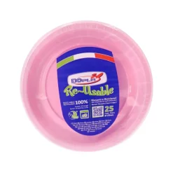 SET 25 PIATTI DA FRUTTA IN PLASTICA DIAM. 17CM ROSA