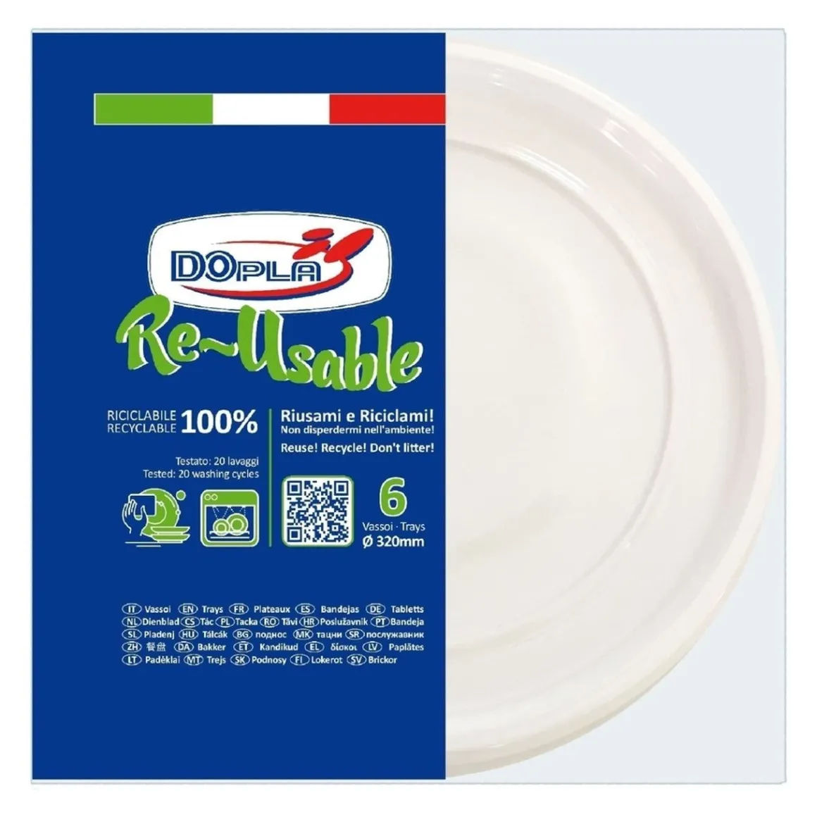 SET 6 PIATTI DA PIZZA IN PLASTICA DIAM. 32CM BIANCO