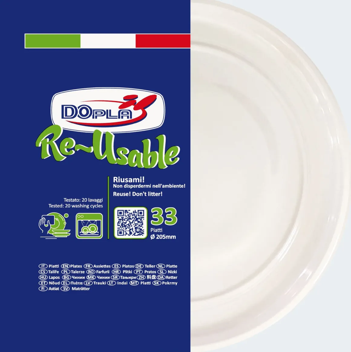 SET 33 PIATTI FONDI IN PLASTICA DIAM. 20.5CM BIANCO