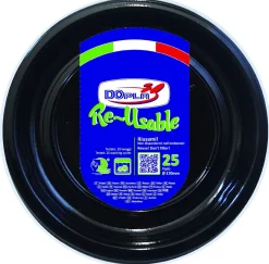 SET 25 PIATTI FRUTTA IN PLASTICA DIAM. 17CM NERI