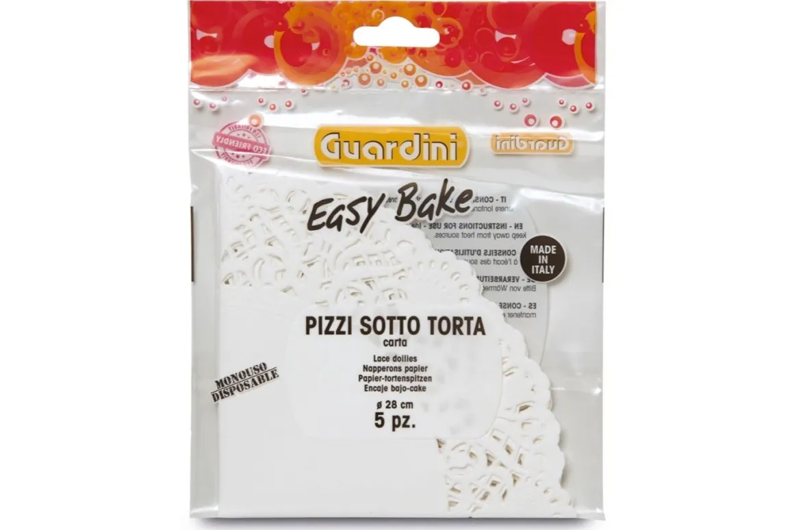 SET 5 PIZZI SOTTO TORTA LINEA EASY BAKE IN CARTA BIANCA DIAM. 28CM