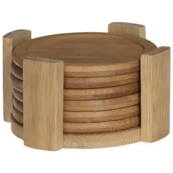SET 6 SOTTOBICCHIERI CON SUPPORTO IN BAMBU'