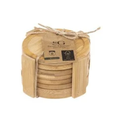 SET 6 SOTTOBICCHIERI CON SUPPORTO IN BAMBU'