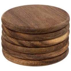 SET 6 SOTTOBICCHIERI IN LEGNO DIAM. 10CM