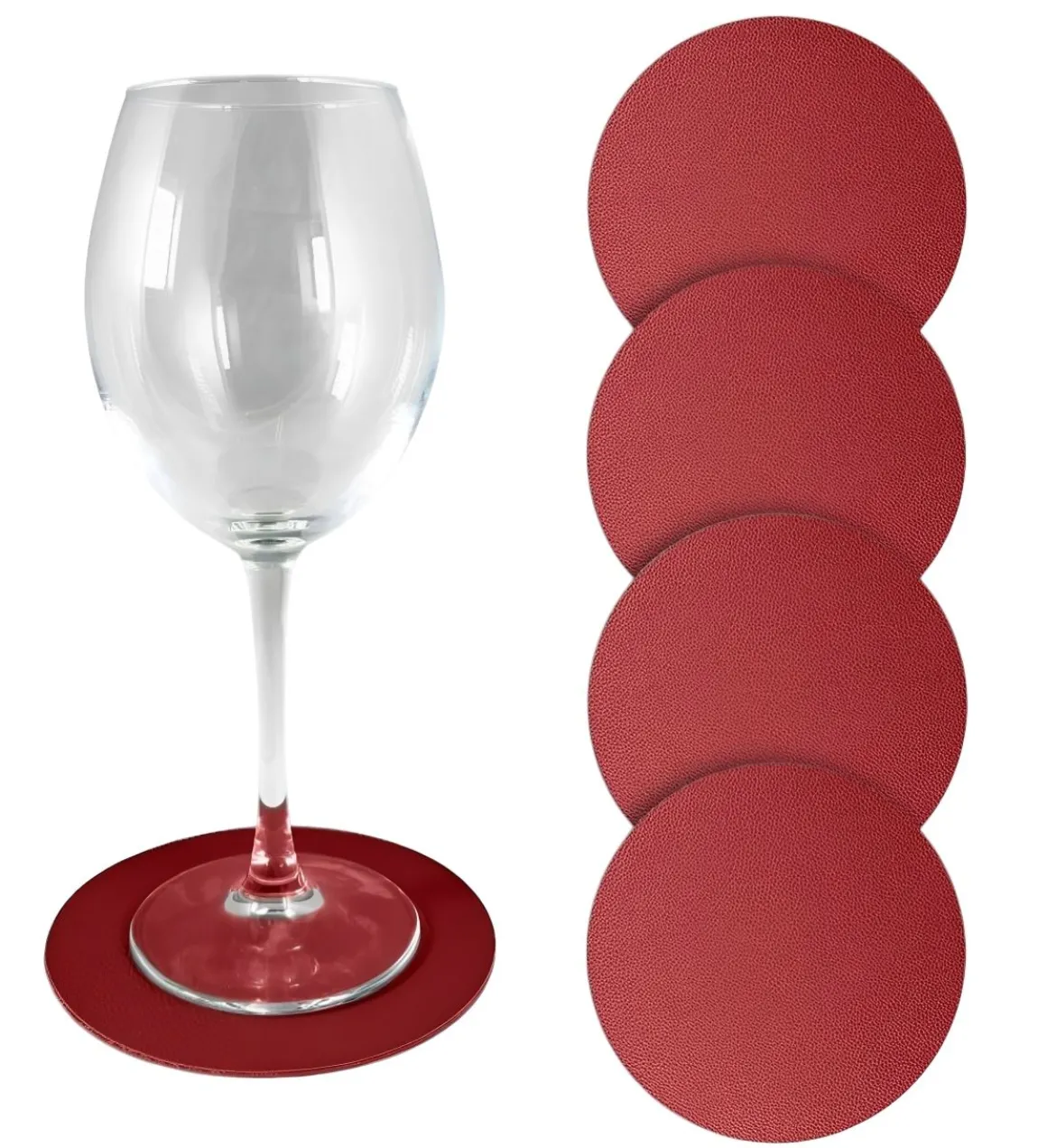 SET 4 SOTTOBICCHIERI IN SIMILPELLE DIAM. 12.5CM BORDEAUX: vendita online SET 4 SOTTOBICCHIERI IN SIMILPELLE DIAM. 12.5CM BORDEAUX in offerta