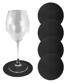 SET 4 SOTTOBICCHIERI IN SIMILPELLE DIAM. 12.5CM NERO: vendita online SET 4 SOTTOBICCHIERI IN SIMILPELLE DIAM. 12.5CM NERO in offerta