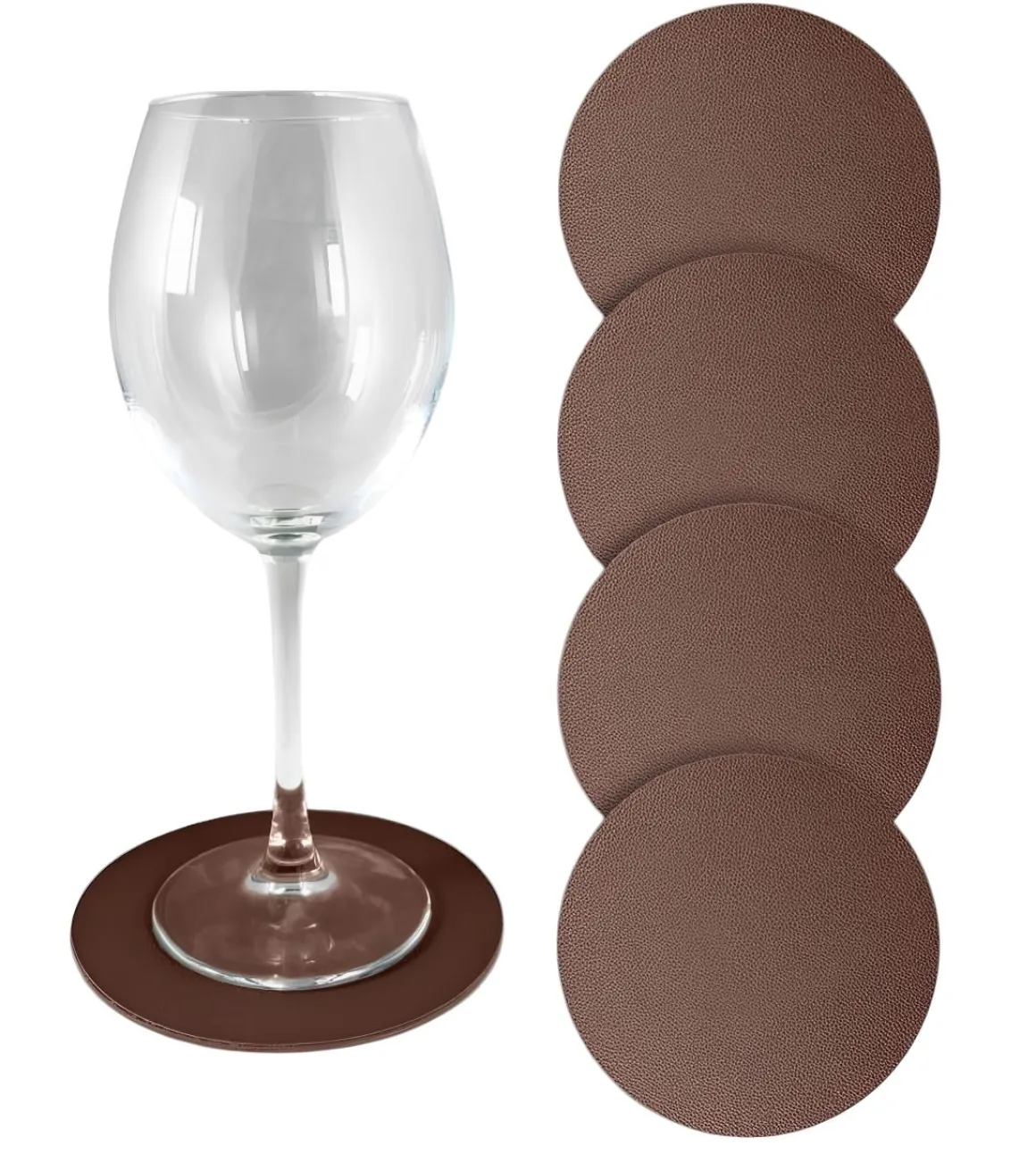 SET 4 SOTTOBICCHIERI IN SIMILPELLE DIAM. 12.5CM MARRONE: vendita online SET 4 SOTTOBICCHIERI IN SIMILPELLE DIAM. 12.5CM MARRONE in offerta
