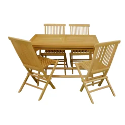 SET TAVOLO CON 4 SEDIE PIEGHEVOLI LEGNO DI TEAK: TAVOLO DA ESTERNO IN PROMOZIONE