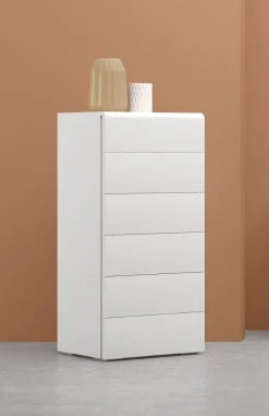 Settimino 6 cassetti in frassino bianco modello STAR