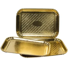 SET 3 VASSOI LINEA EASY BAKE IN CARTONCINO DORATO 23X31CM
