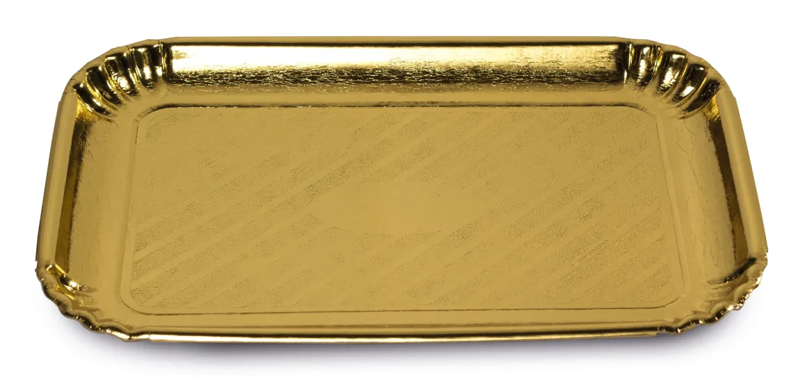 SET 3 VASSOI LINEA EASY BAKE IN CARTONCINO DORATO 23X31CM