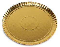 SET 3 VASSOI LINEA EASY BAKE IN CARTONCINO DORATO DIAM. 31CM
