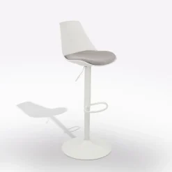 SGABELLO BIANCO CON SEDUTA IN TESSUTO GRIGIO: vendita online SGABELLO BIANCO CON SEDUTA IN TESSUTO GRIGIO in offerta