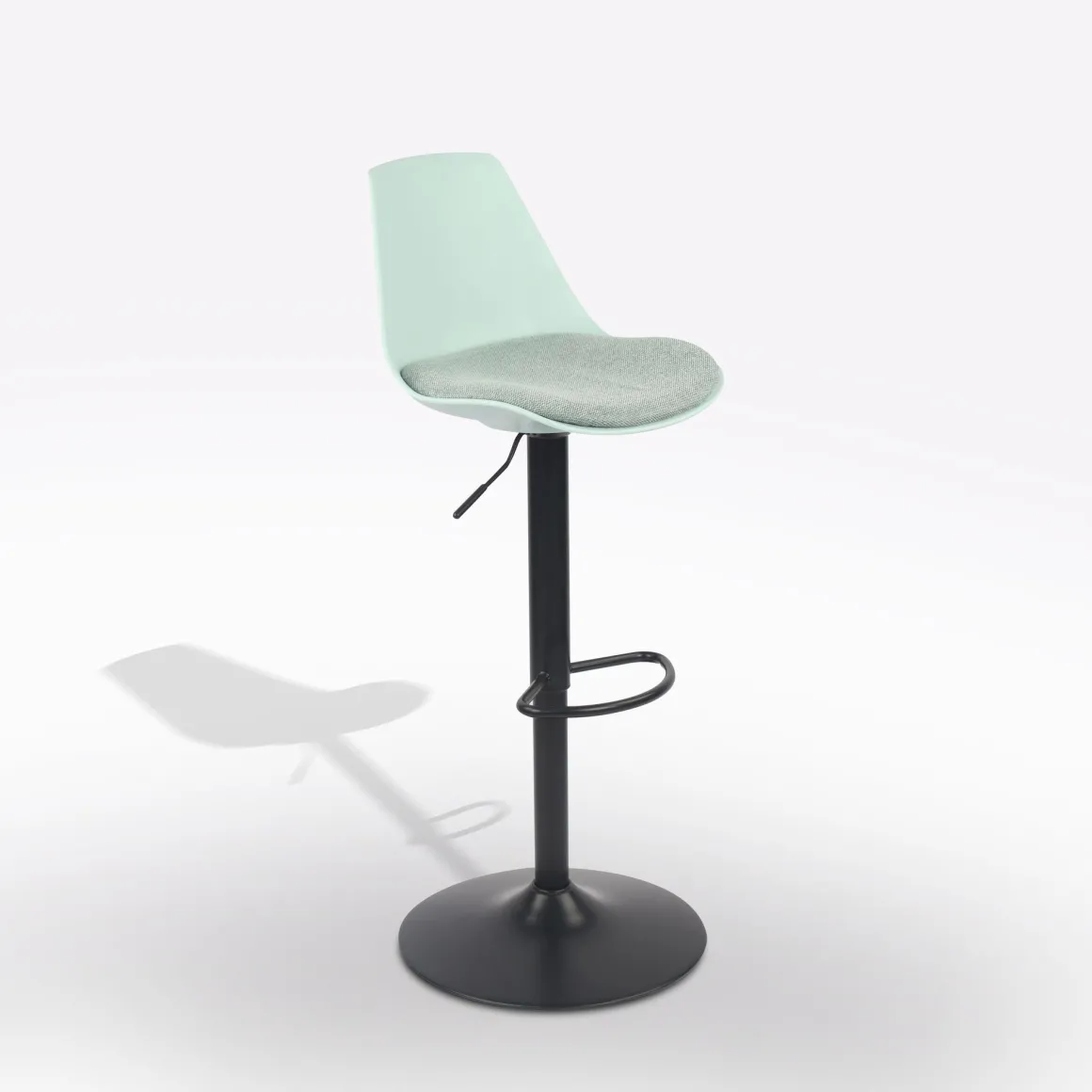 SGABELLO NERO CON SEDUTA IN TESSUTO VERDE: vendita online SGABELLO NERO CON SEDUTA IN TESSUTO VERDE in offerta