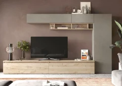 Soggiorno in promozione: Soggiorno Infinity 2.0 Laminato Argilla/Cadiz e 2 Basi Tv A Ribalta