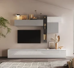 SOGGIORNO MOD. INFINITY 2.0 BIANCO LUCIDO/GESSO/ARDESIA in vendita online