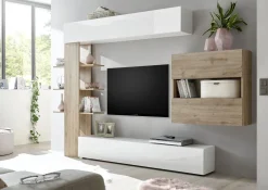 SOGGIORNO MOD. SORANO BIANCO LUCIDO E ROVERE CADIZ: vendita online SOGGIORNO MOD. SORANO BIANCO LUCIDO E ROVERE CADIZ in offerta