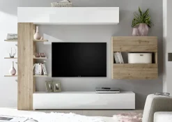 SOGGIORNO MOD. SORANO BIANCO LUCIDO E ROVERE CADIZ: vendita online SOGGIORNO MOD. SORANO BIANCO LUCIDO E ROVERE CADIZ in offerta