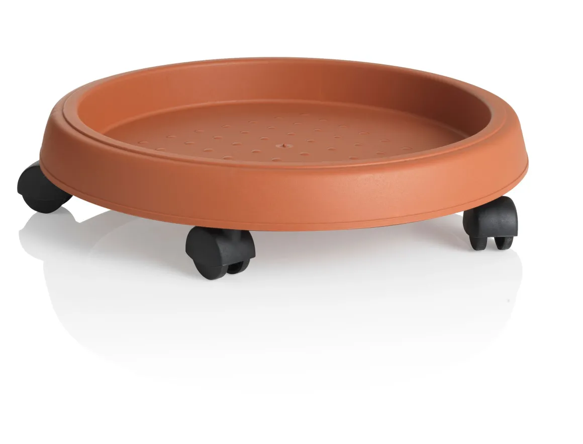 SOTTOVASO CON RUOTE DI TERRACOTTA- SOTTVASO DIAMETRO 35CM