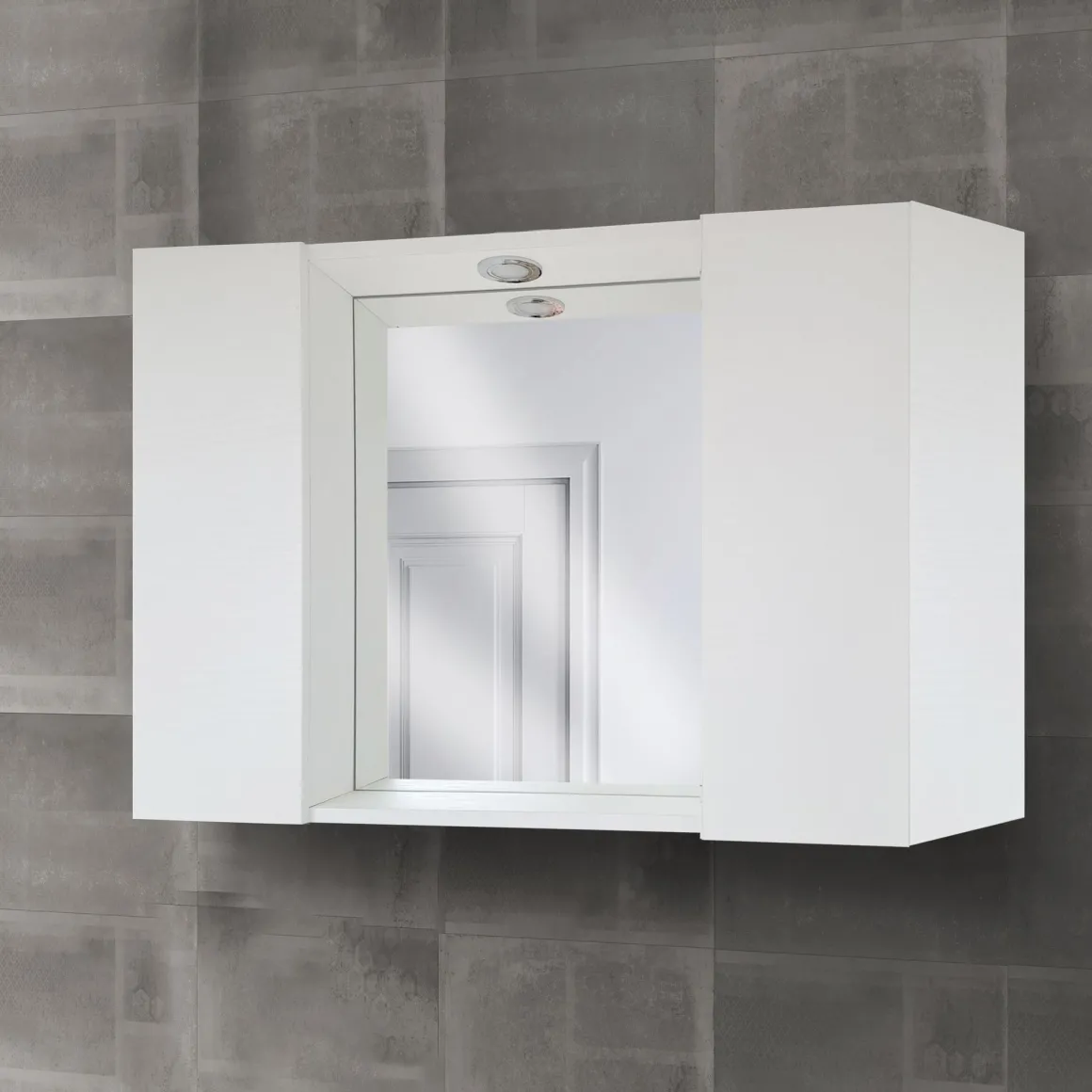 SPECCHIERA CM 80 BIANCO NORDICO CON FARETTO LED
