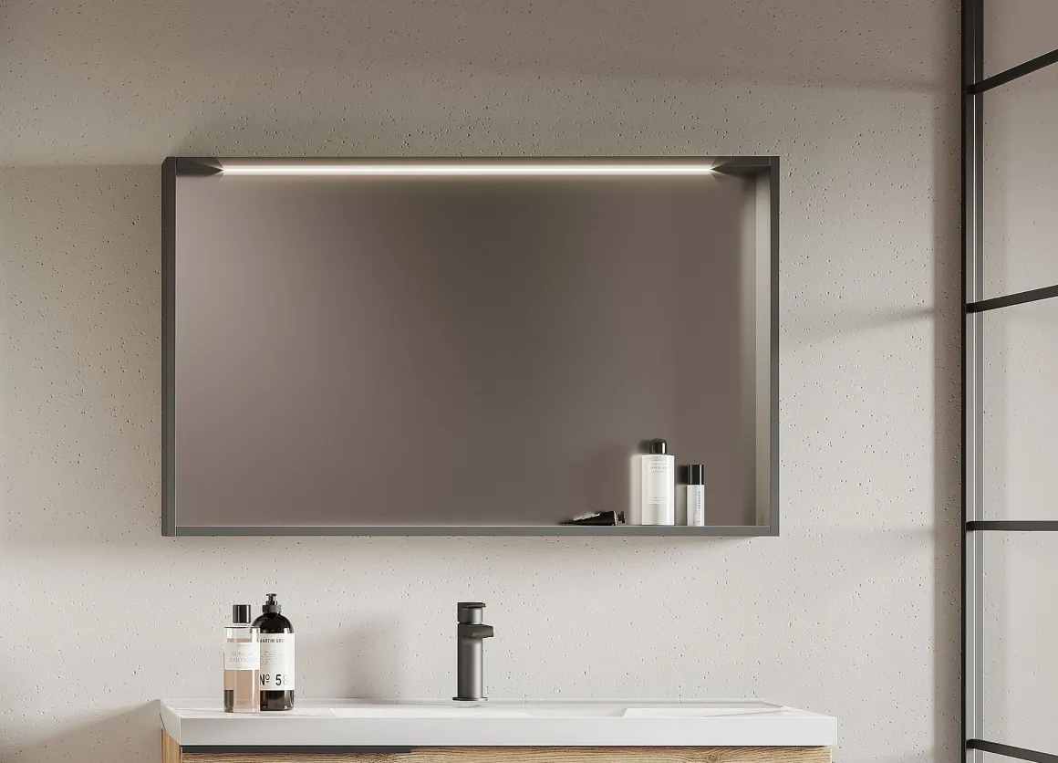 SPECCHIERA QUADRANTE CM 102 CON LAMPADA LED GRAFITE OPACO