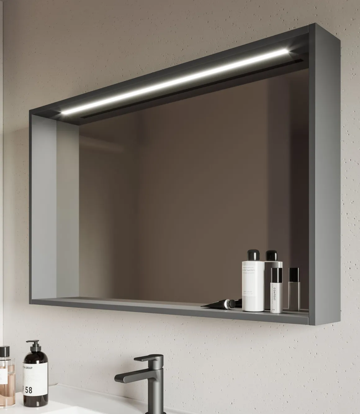 SPECCHIERA QUADRANTE CM 102 CON LAMPADA LED GRAFITE OPACO
