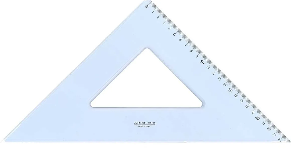 Squadra 45° 35CM uni ss: Squadra in plastica con gradazione incisa