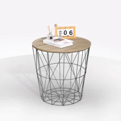 TAVOLINO CONTENITORE MOD. KUMI DIAM. 40 H. 41 CM IN METALLO E MDF in vendita online