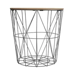 TAVOLINO CONTENITORE MOD. KUMI DIAM. 40 H. 41 CM IN METALLO E MDF in vendita online