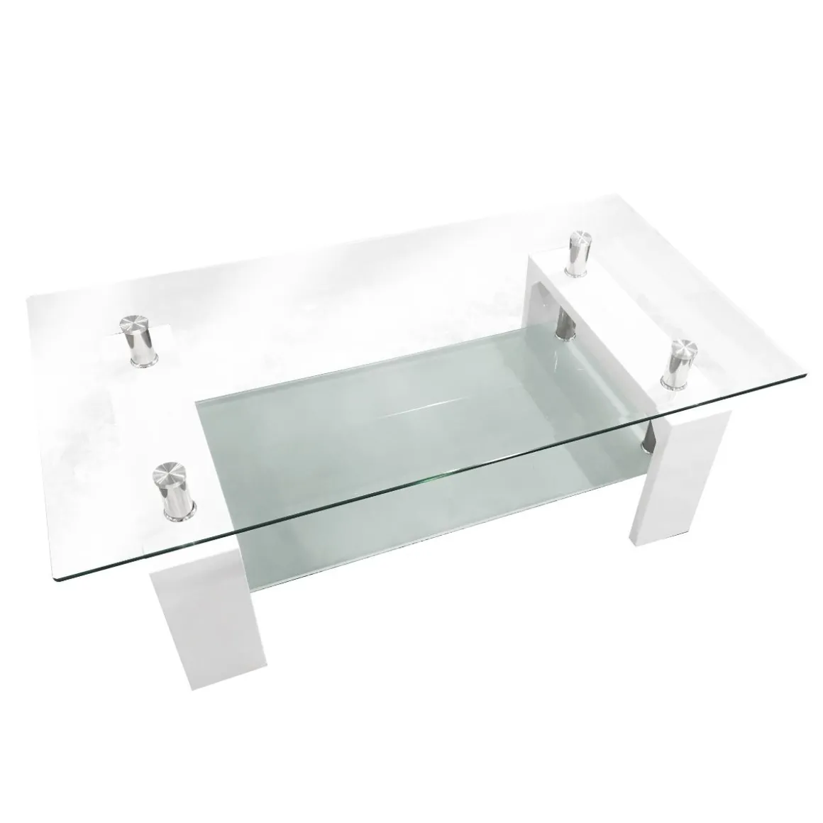 TAVOLINO CM 110X60 H. 40 BIANCO LUCIDO E VETRO: vendita online TAVOLINO CM 110X60 H. 40 BIANCO LUCIDO E VETRO in offerta