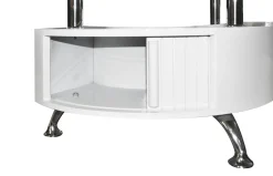 TAVOLINO CM 130X70 H. 45 CON 2 POUF BIANCO E VETRO: vendita online TAVOLINO CM 130X70 H. 45 CON 2 POUF BIANCO E VETRO in offerta