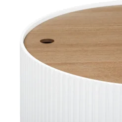 TAVOLINO CONTENITORE ENOLA DIAM. 55 H.38 CM BIANCO E NATURALE: vendita online TAVOLINO CONTENITORE ENOLA DIAM. 55 H.38 CM BIANCO E NATURALE in offerta