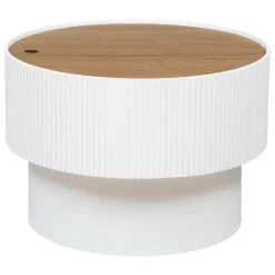 TAVOLINO CONTENITORE ENOLA DIAM. 55 H.38 CM BIANCO E NATURALE: vendita online TAVOLINO CONTENITORE ENOLA DIAM. 55 H.38 CM BIANCO E NATURALE in offerta