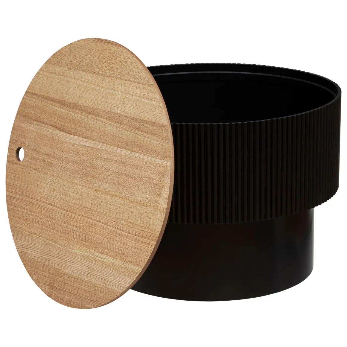 TAVOLINO CONTENITORE ENOLA DIAM. 55 H.38 CM NERO E NATURALE in vendita online