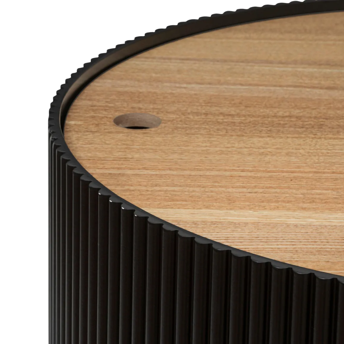 TAVOLINO CONTENITORE ENOLA DIAM. 55 H.38 CM NERO E NATURALE in vendita online